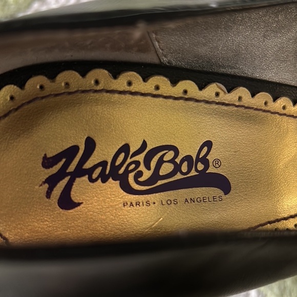 Hale Bob Black Leather Embellished Rhinestone Pearl Square Toe Chunky Heels - 8 - Picture 14 of 16